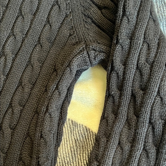 L.L. Bean Black V-Neck Cable Knit Sweater with 3/4 Sleeves size XL - Picture 5 of 14